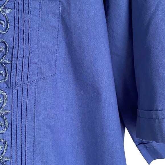 Tropicool Blue Short Sleeve Shirt 4 Pockets Embroidered Mens Large - Picture 7 of 11